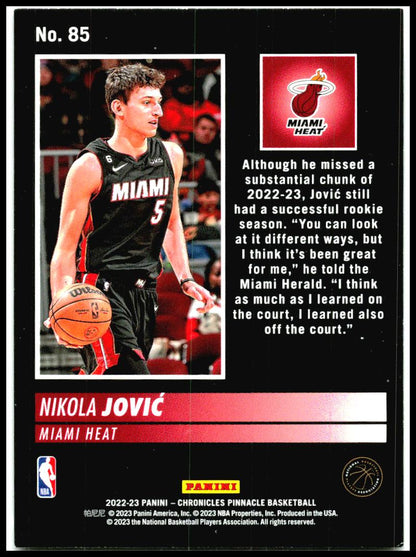 2022-23 Panini Chronicles #85 Nikola Jovic Rookie Miami Heat