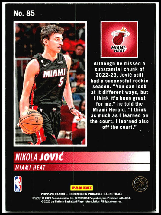 2022-23 Panini Chronicles #85 Nikola Jovic Rookie Miami Heat