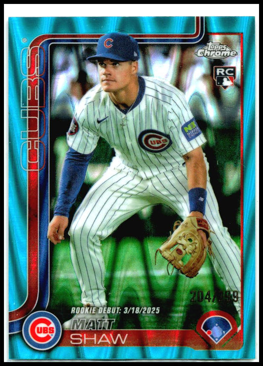 2025 Topps Chrome Update Teal RayWave Refractors #USC135 Matt Shaw Rookie Cubs