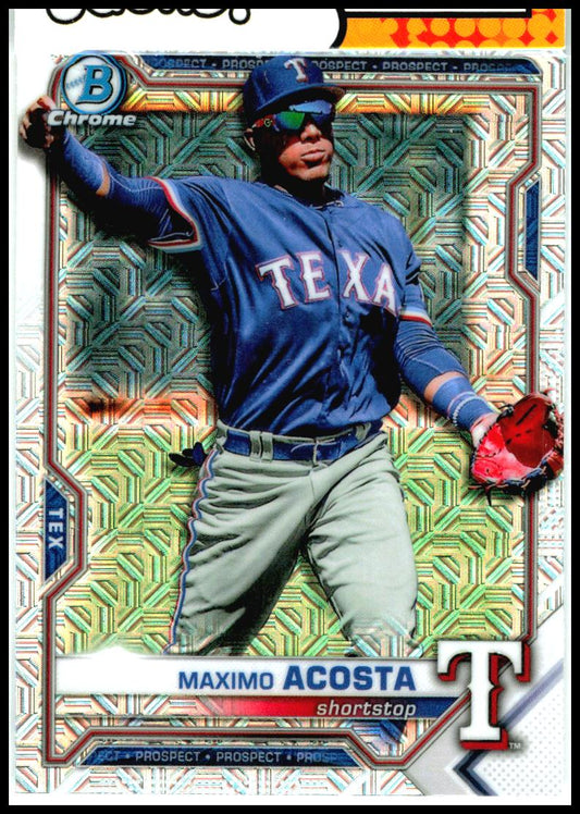 2021 Bowman Chrome Prospects Mojo Refractor #BCP-163 Maximo Acosta Texas Rangers