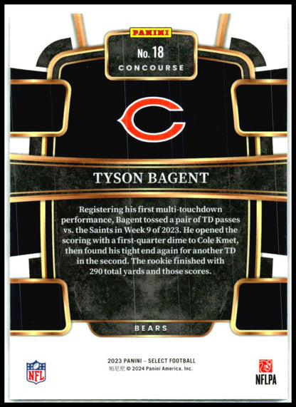 2023 Panini Select #18 Tyson Bagent Rookie Chicago Bears