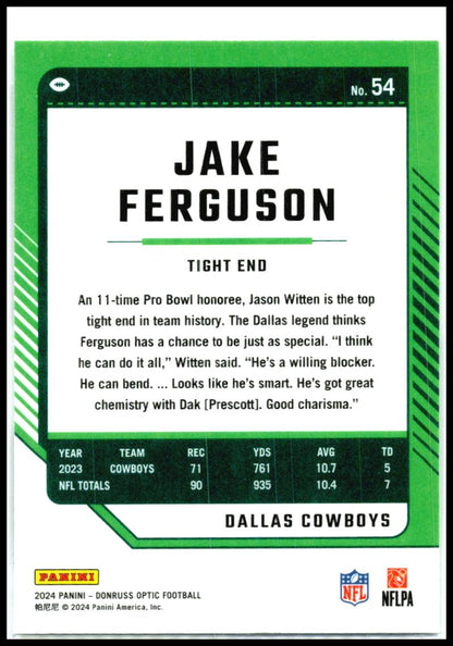 2024 Donruss Optic #54 Jake Ferguson Dallas Cowboys