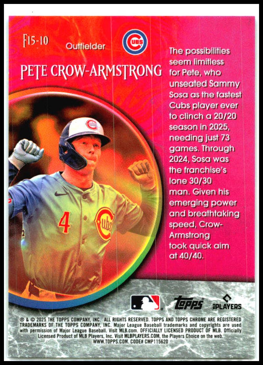 2025 Topps Chrome Update Fortune 15 #F15-10 Pete Crow-Armstrong Chicago Cubs