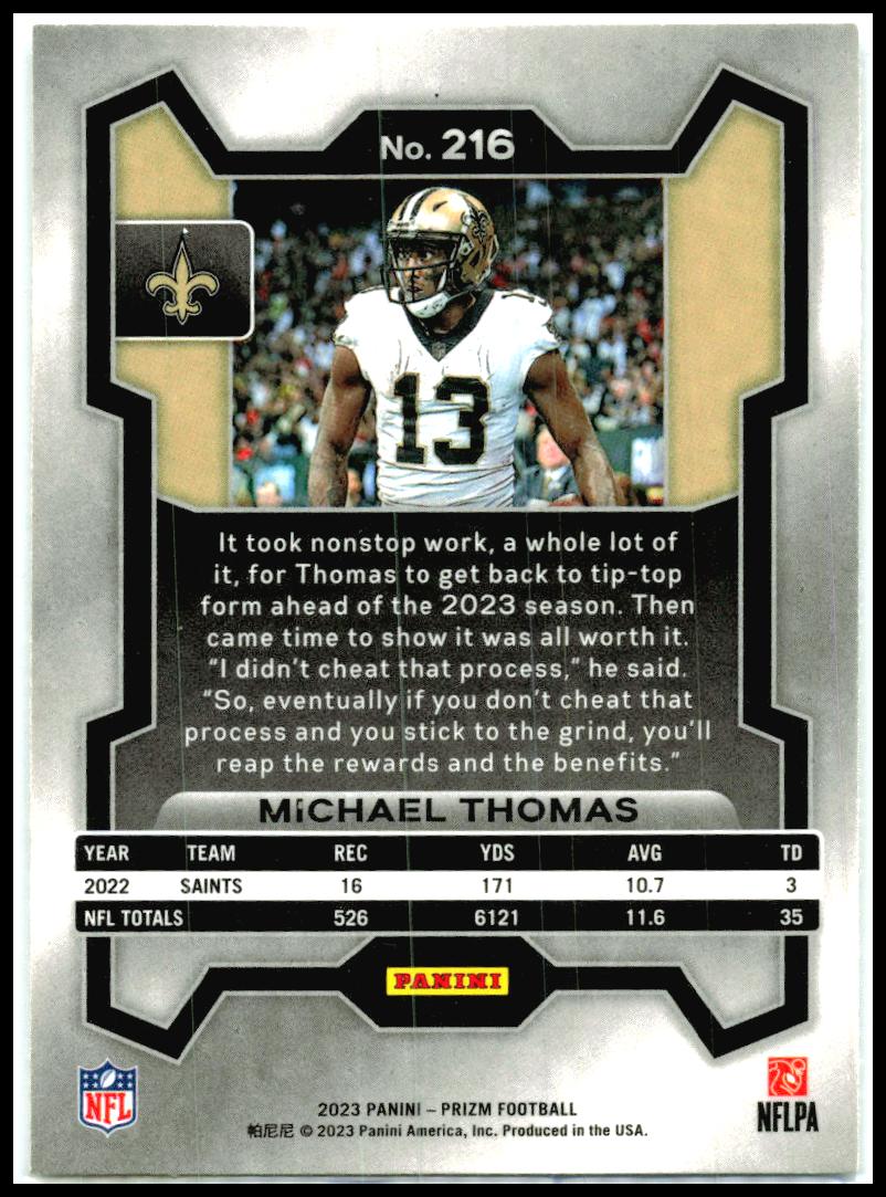 2023 Panini Prizm #216 Michael Thomas New Orleans Saints