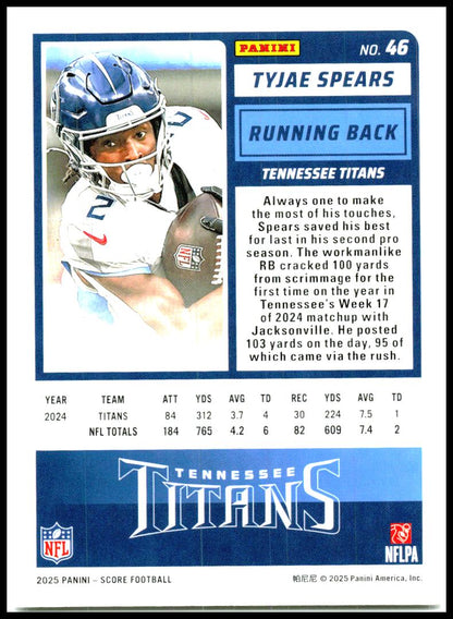 2025 Score #46 Tyjae Spears Tennessee Titans
