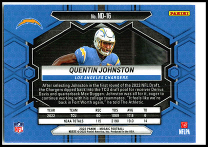 2023 Panini Mosaic #ND-16 Quentin Johnston Los Angeles Chargers