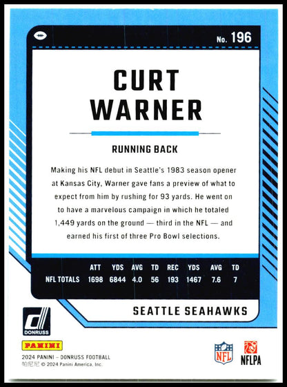 2024 Donruss #196 Curt Warner Seattle Seahawks