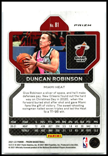 2021-22 Panini Prizm NBA 75th Anniversary #81 Duncan Robinson Miami Heat