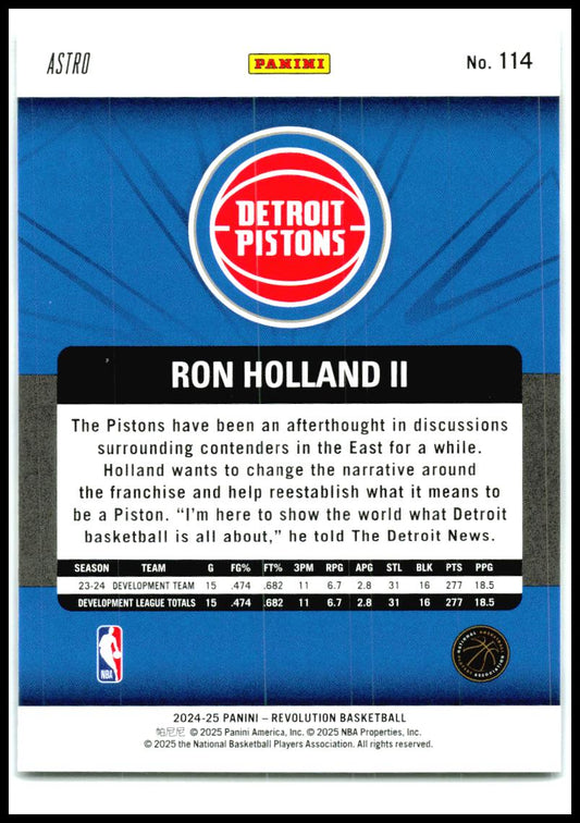 2024-25 Panini Revolution Astro #114 Ron Holland II Rookie Detroit Pistons
