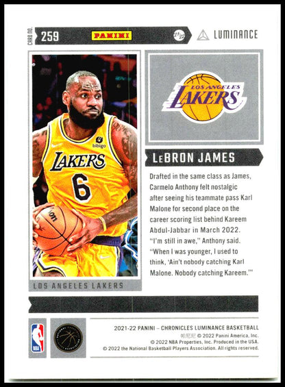 2021-22 Panini Chronicles #259 LeBron James Los Angeles Lakers