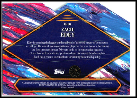 2024-25 Finest Debut #D-10 Zach Edey Memphis Grizzlies