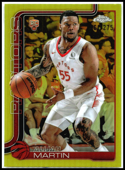 2025-26 Topps Chrome Yellow Refractor /275 #290 Alijah Martin Rookie Raptors