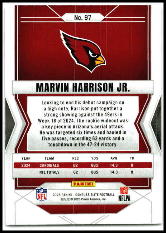 2025 Donruss Elite Aspirations Shimmer #97 Marvin Harrison Jr. Arizona