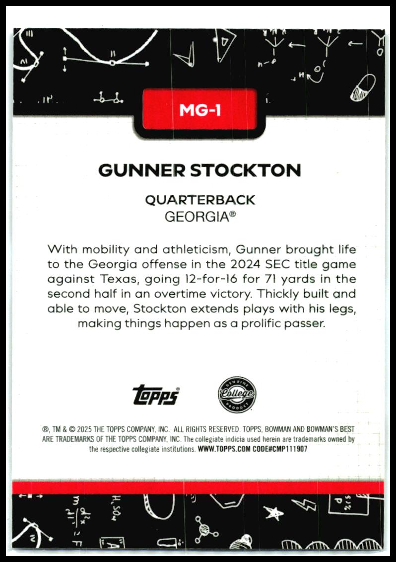 2025 Bowman University Best Making The Grade #MG-1 Gunner Stockton Georgia