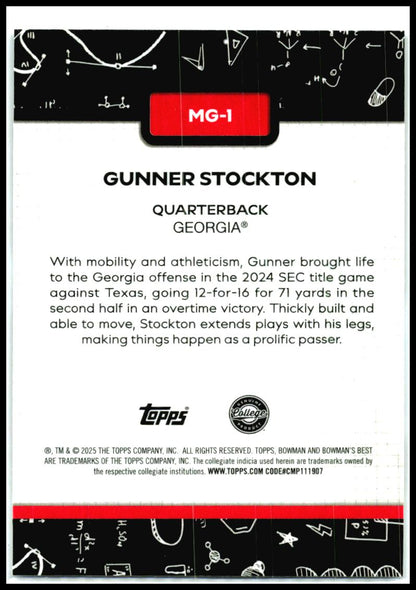 2025 Bowman University Best Making The Grade #MG-1 Gunner Stockton Georgia