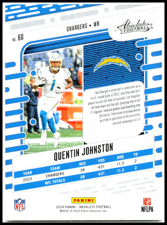 2024 Panini Absolute #60 Quentin Johnston Los Angeles Chargers