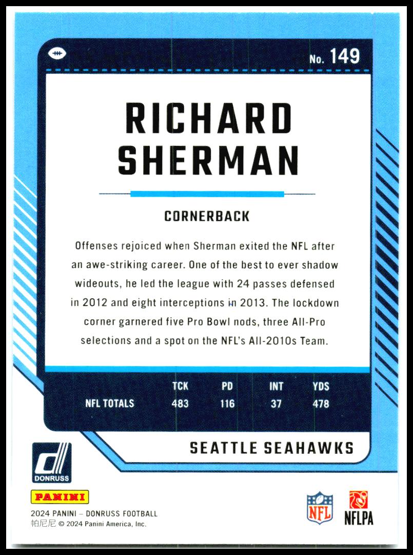 2024 Donruss Press Proof Purple #149 Richard Sherman Seattle Seahawks