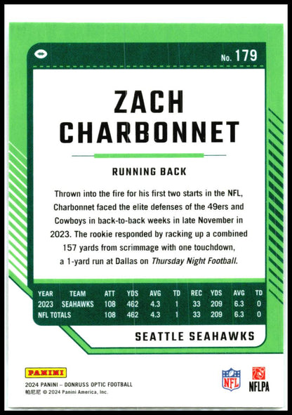 2024 Donruss Optic #179 Zach Charbonnet Seattle Seahawks