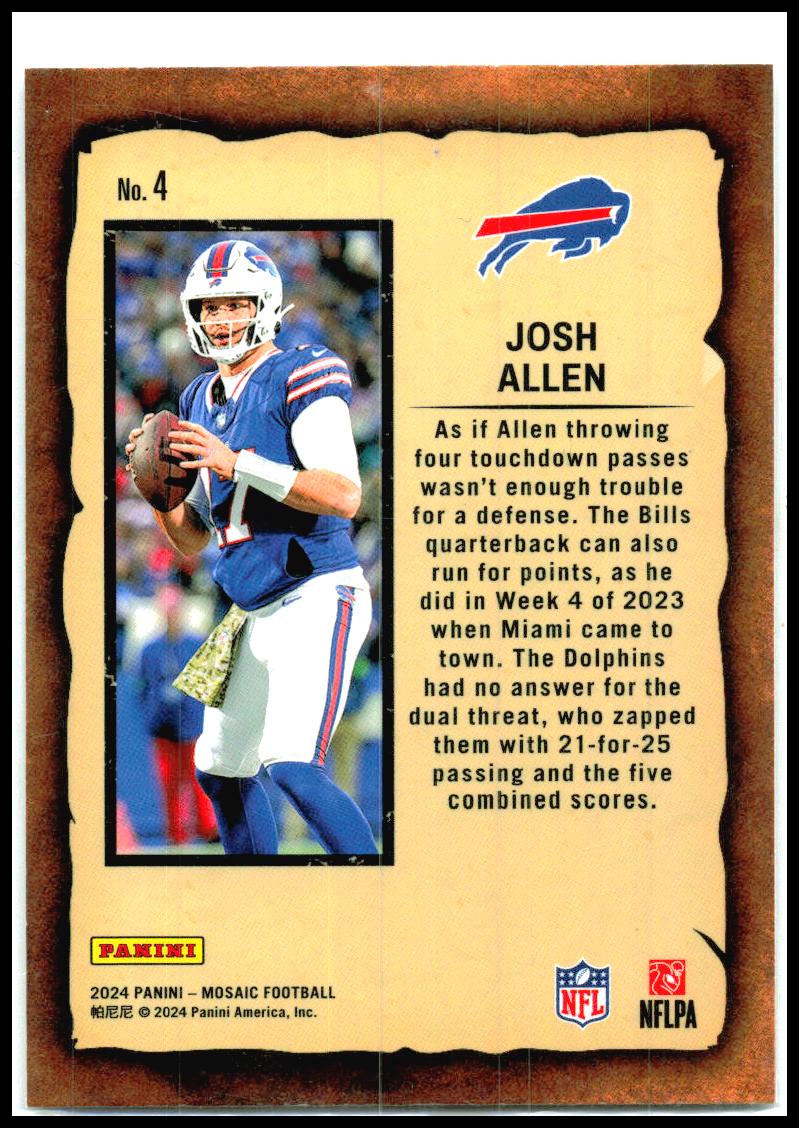 2024 Panini Mosaic Notoriety #4 Josh Allen Buffalo Bills