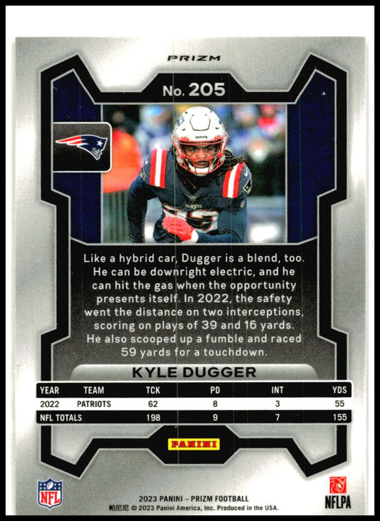 2023 Panini Prizm Lazer #205 Kyle Dugger New England Patriots
