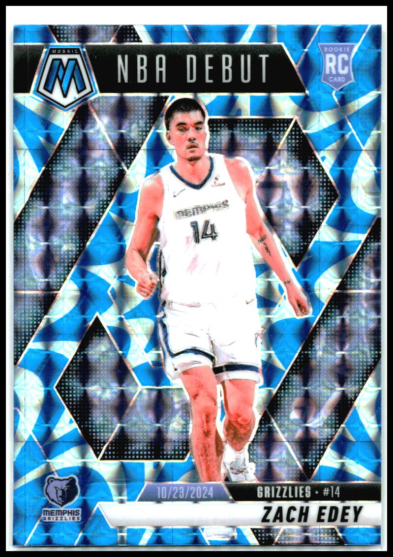 2024-25 Panini Mosaic Reactive Blue Mosaic #251 Zach Edey Memphis Grizzlies