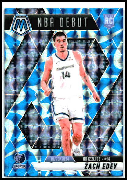 2024-25 Panini Mosaic Reactive Blue Mosaic #251 Zach Edey Memphis Grizzlies