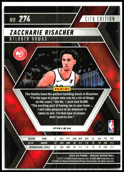 2024-25 Panini Mosaic Reactive Blue Mosaic #274 Zaccharie Risacher Rookie Hawks