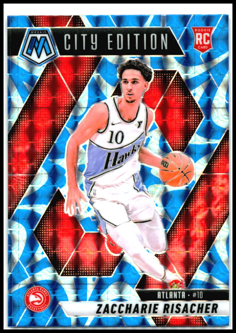 2024-25 Panini Mosaic Reactive Blue Mosaic #274 Zaccharie Risacher Rookie Hawks
