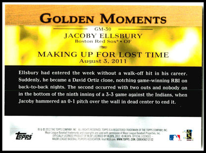 2012 Topps Golden Moments #GM-30 Jacoby Ellsbury Boston Red Sox