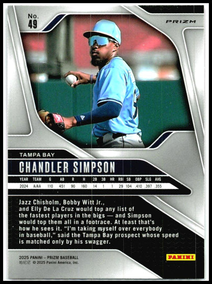 2025 Panini Prizm Pink Ice Prizms #49 Chandler Simpson Rookie Tampa Bay Rays