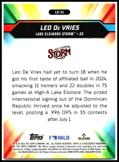 2025 Topps Pro Debut League Elites #LE-11 Leo De Vries Lake Elsinore Storm