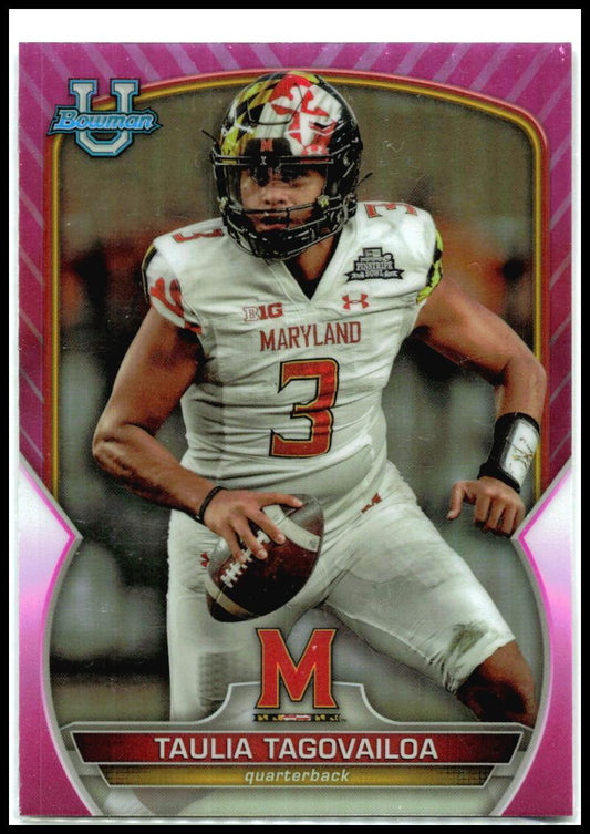 2022 Bowman University Chrome Pink Refractor #3 Taulia Tagovailoa Maryland