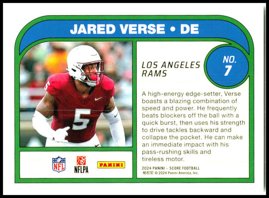 2024 Score Protential #7 Jared Verse Los Angeles Rams