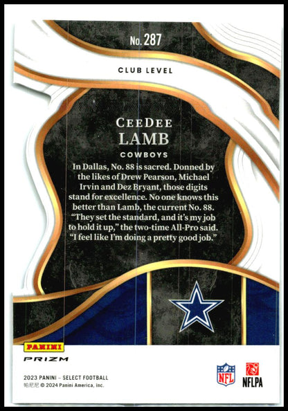 2023 Panini Select Black and Red Prizms Die Cuts #287 CeeDee Lamb Dallas Cowboys