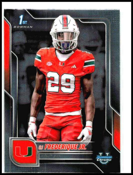 2025 Bowman University Chrome #92 OJ Frederique Jr. Miami Hurricanes