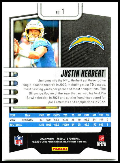 2023 Absolute #1 Justin Herbert Chargers