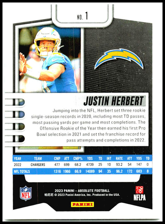 2023 Absolute #1 Justin Herbert Chargers