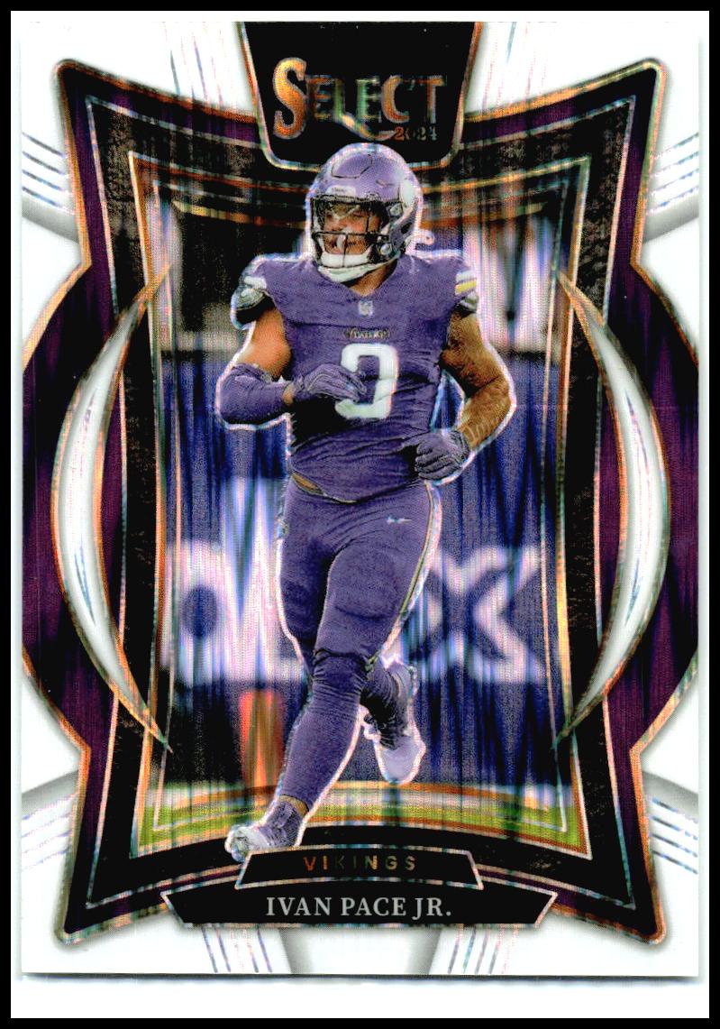2024 Panini Select White Prizm Shock #62 Ivan Pace Jr. #/199 Minnesota Vikings