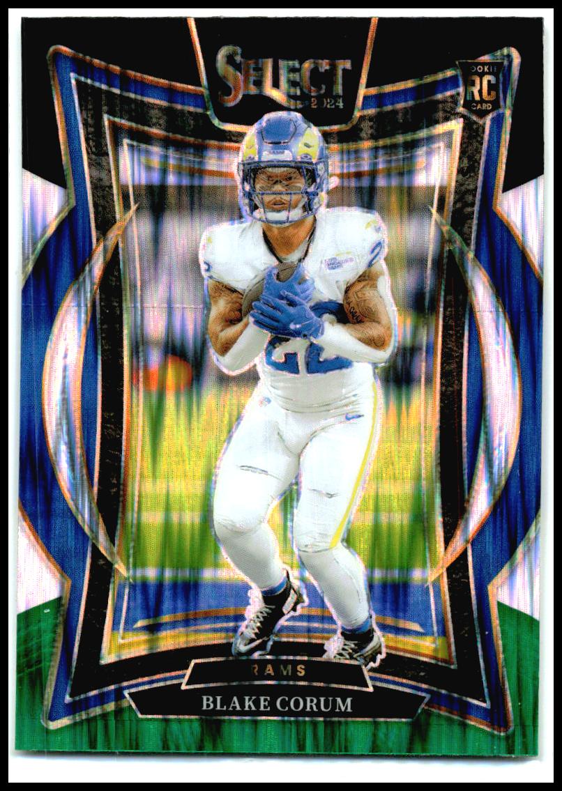 2024 Panini Select Black & Green Prizm Shock #9 Blake Corum Rookie Rams