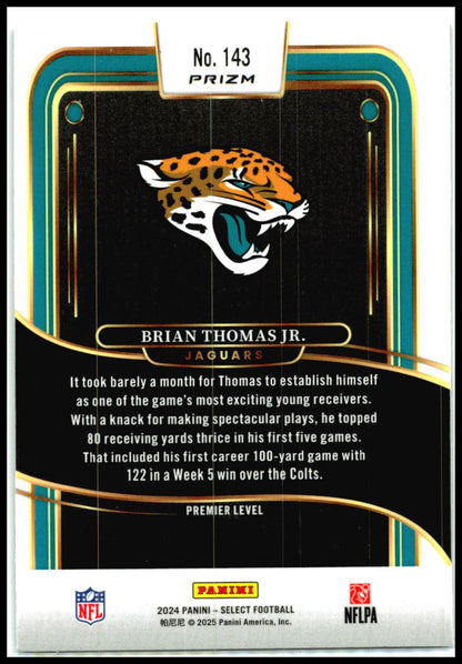 2024 Select Black & Green Prizm Shock #143 Brian Thomas Jr. Rookie Jaguars
