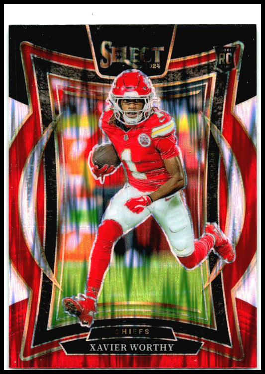 2024 Panini Select Black & Red Prizm Shock #32 Xavier Worthy Rookie Chiefs