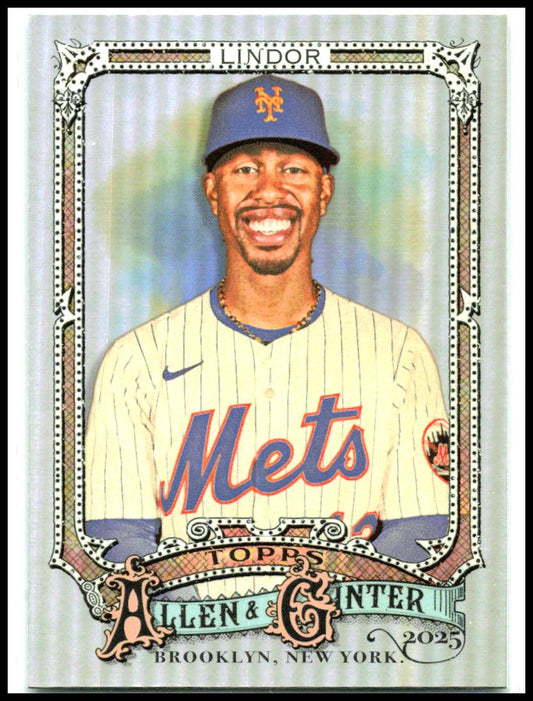 2025 Topps Allen & Ginter Silver Portrait #110 Francisco Lindor New York Mets