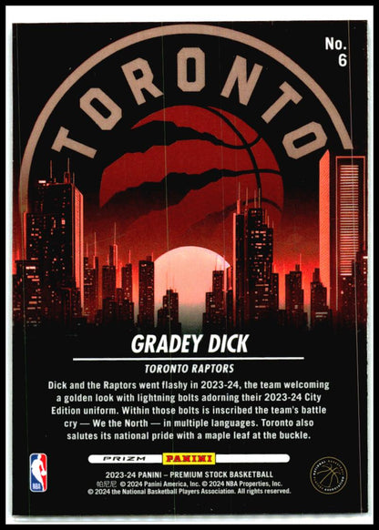 2023-24 Hoops Premium Stock City Edition Silver Prizm #6 Gradey Dick Raptors
