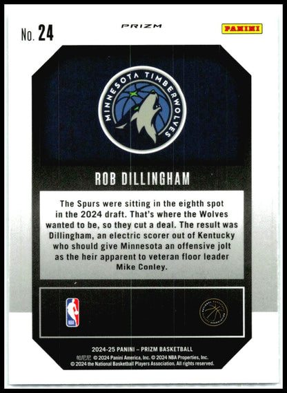 2024-25 Panini Prizm Emergent Prizms Silver #24 Rob Dillingham Minnesota