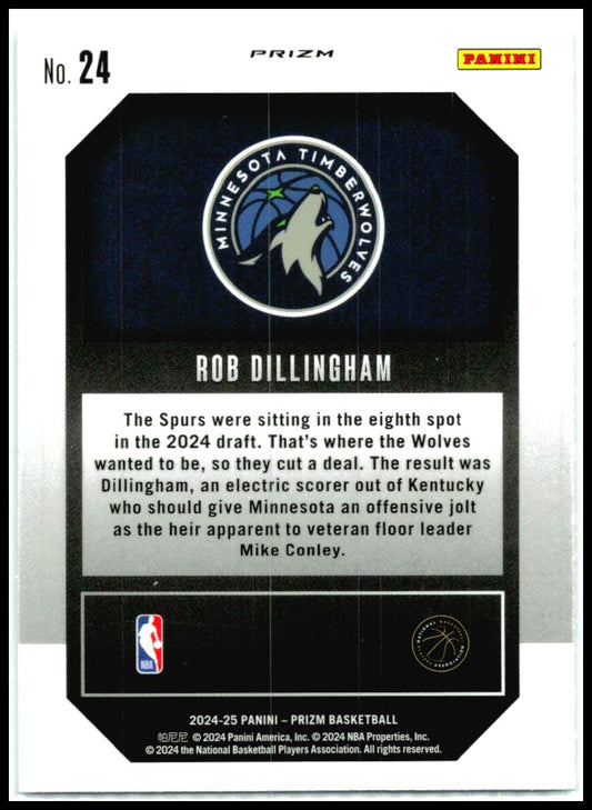 2024-25 Panini Prizm Emergent Prizms Silver #24 Rob Dillingham Minnesota