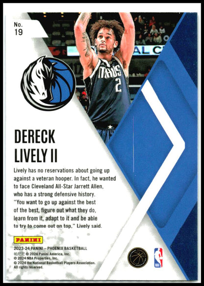 2023-24 Phoenix Instant Phenom Phoenix Blue Ice #19 Dereck Lively II Dallas