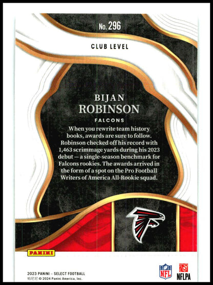 2023 Panini Select #296 Bijan Robinson Rookie Atlanta Falcons
