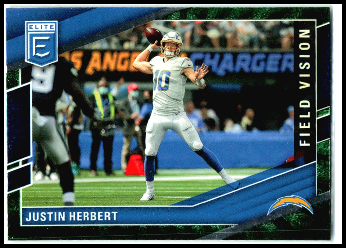 2022 Donruss Elite Field Vision Green #FV2 Justin Herbert Los Angeles Chargers