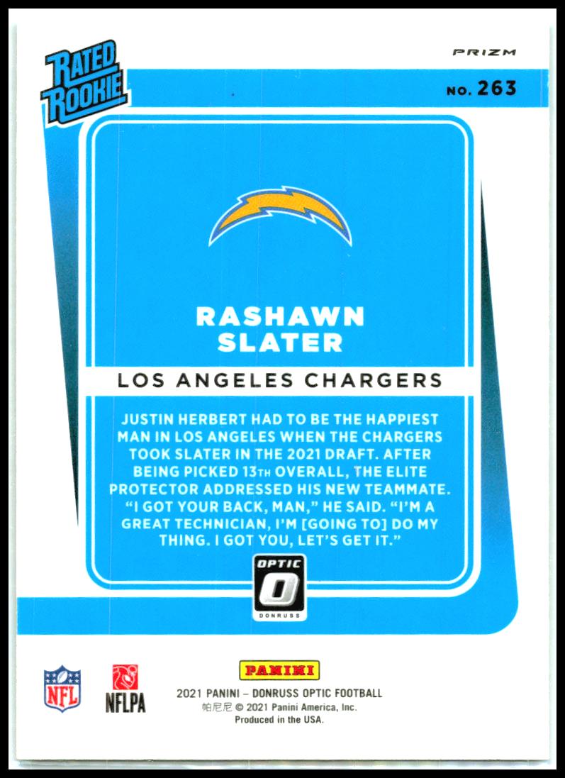 2021 Donruss Optic Green Velocity #263 Rashawn Slater Rookie Chargers