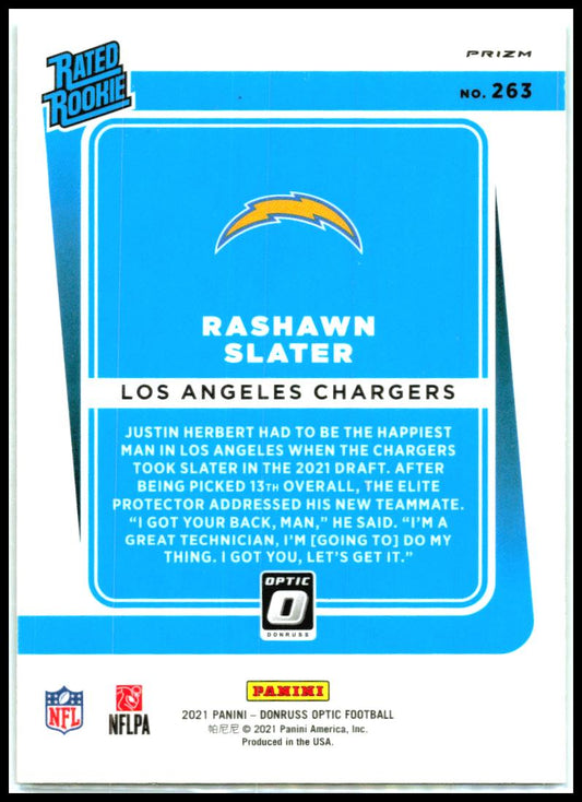 2021 Donruss Optic Green Velocity #263 Rashawn Slater Rookie Chargers